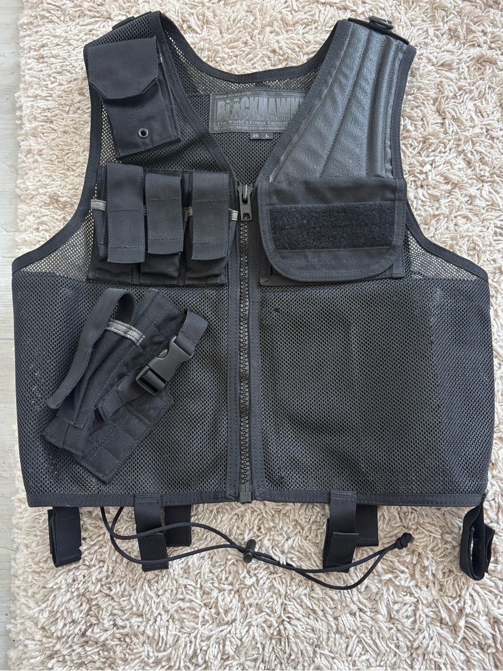 Blackhawk! Black Tactical Mesh Utility Vest with Pouches